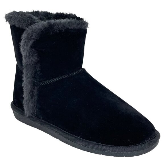 Sugar Shoes - Sugar Polly Black Velvet Fabric Faux Fur Womens Ankle Boots Size 9M